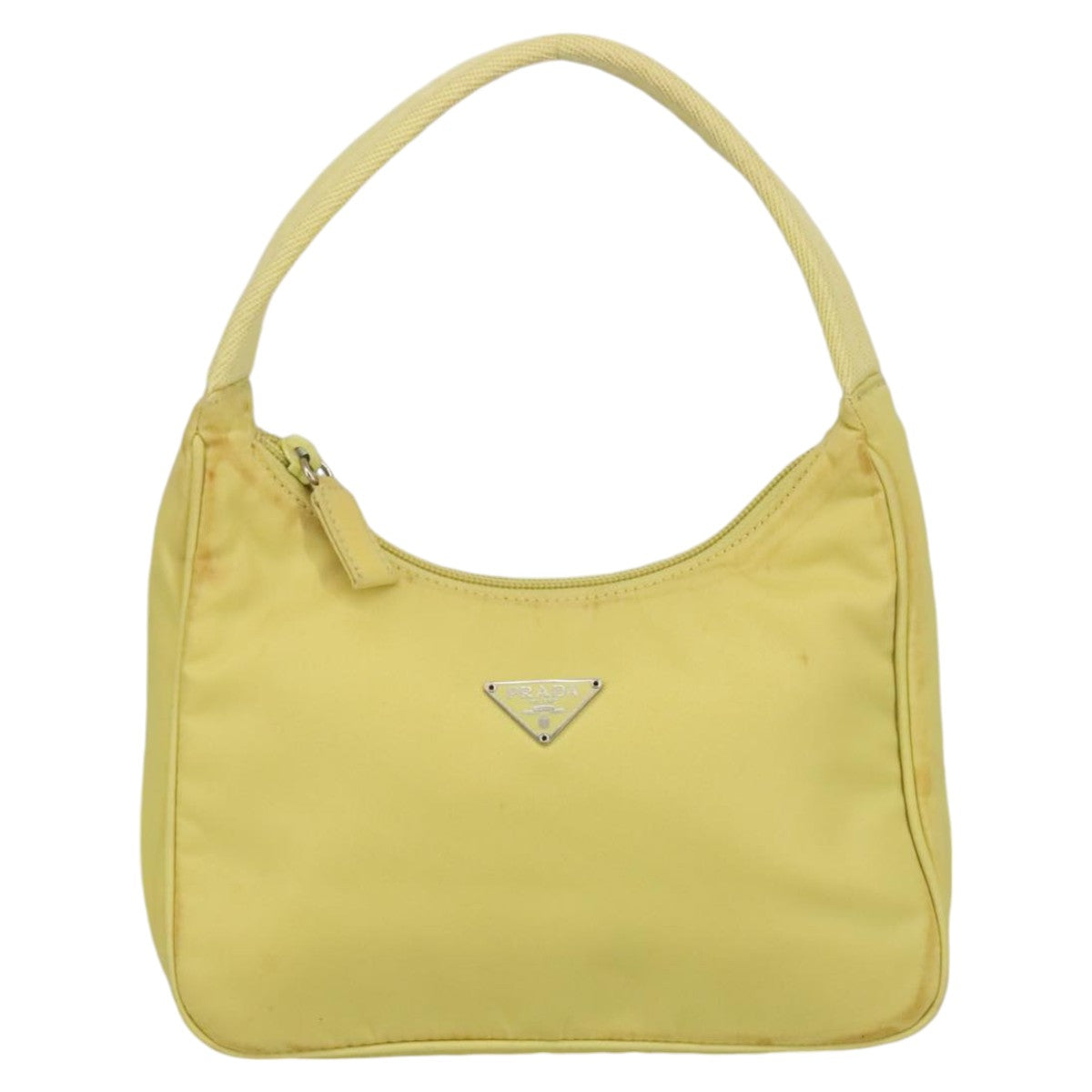 PRADA Mini Hand Bag Nylon Yellow Silver Auth ar12954