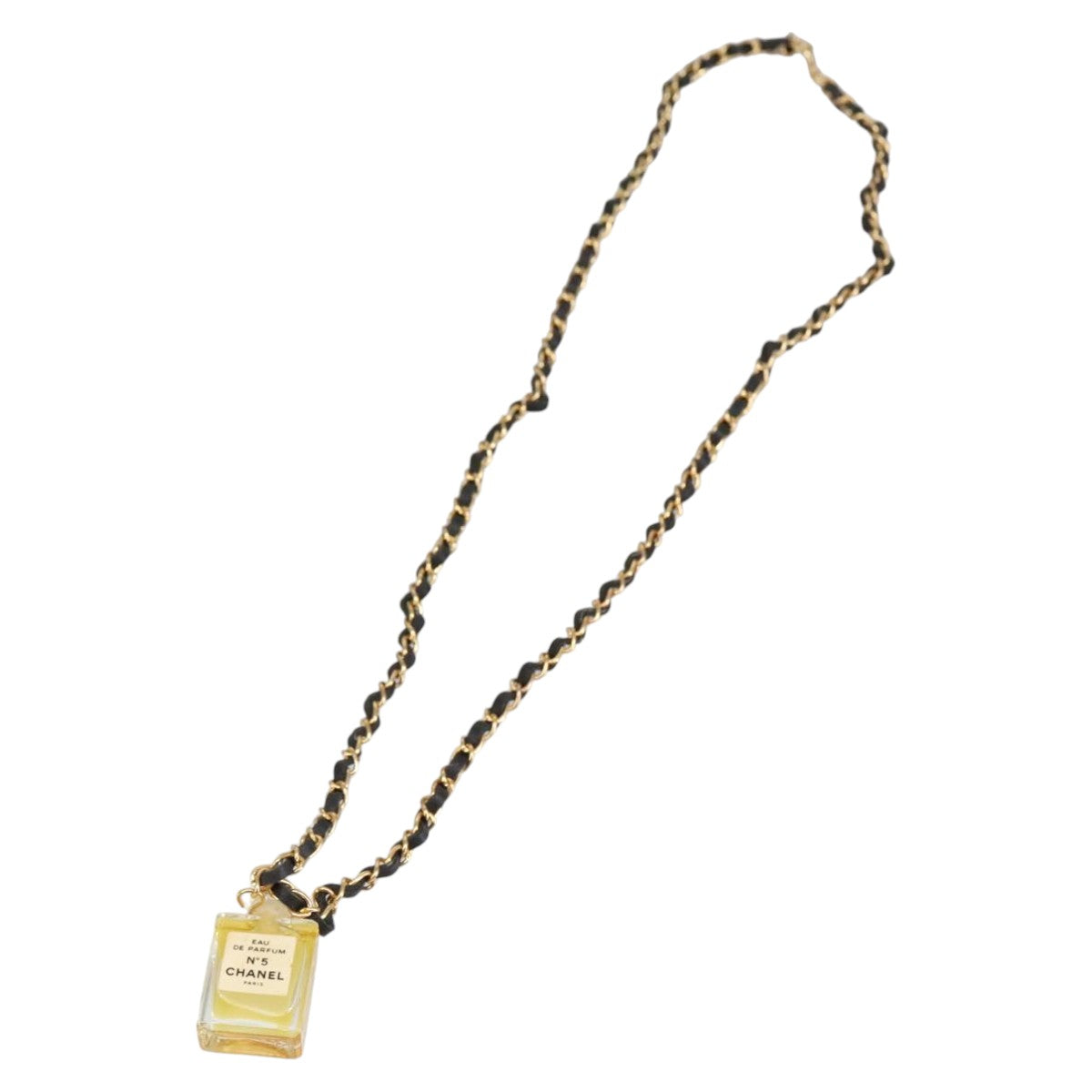 CHANEL Perfume Necklace metal Gold CC Auth ar12966