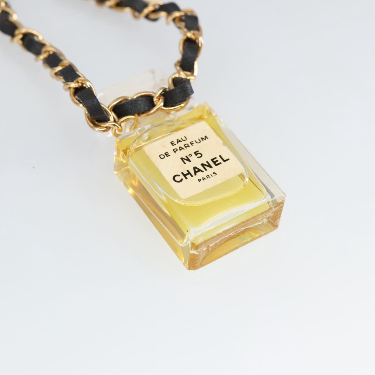 CHANEL Perfume Necklace metal Gold CC Auth ar12966