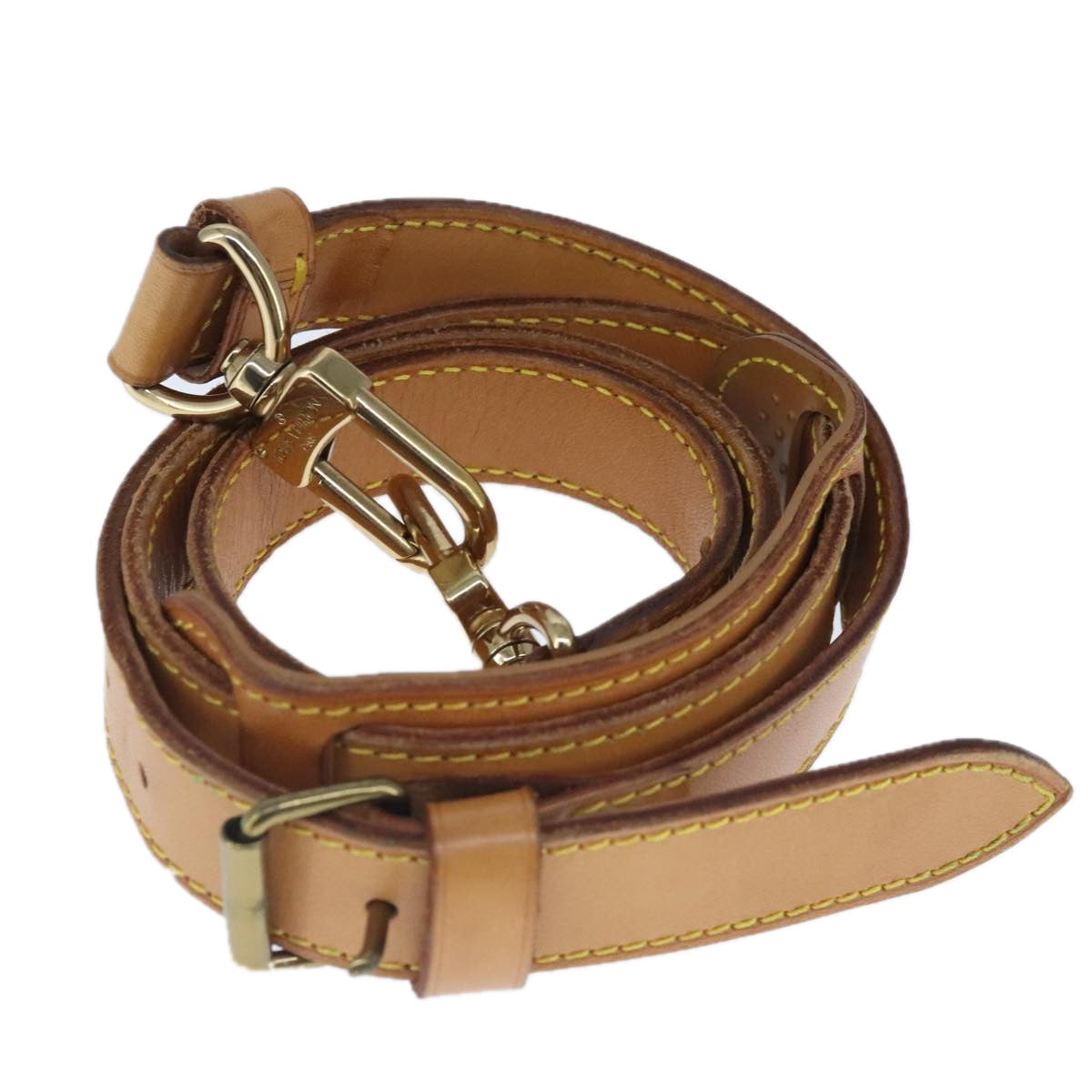 LOUIS VUITTON Adjustable Shoulder Strap Leather 35.8""""""""-43.3"""""""" Beige Auth ar12974