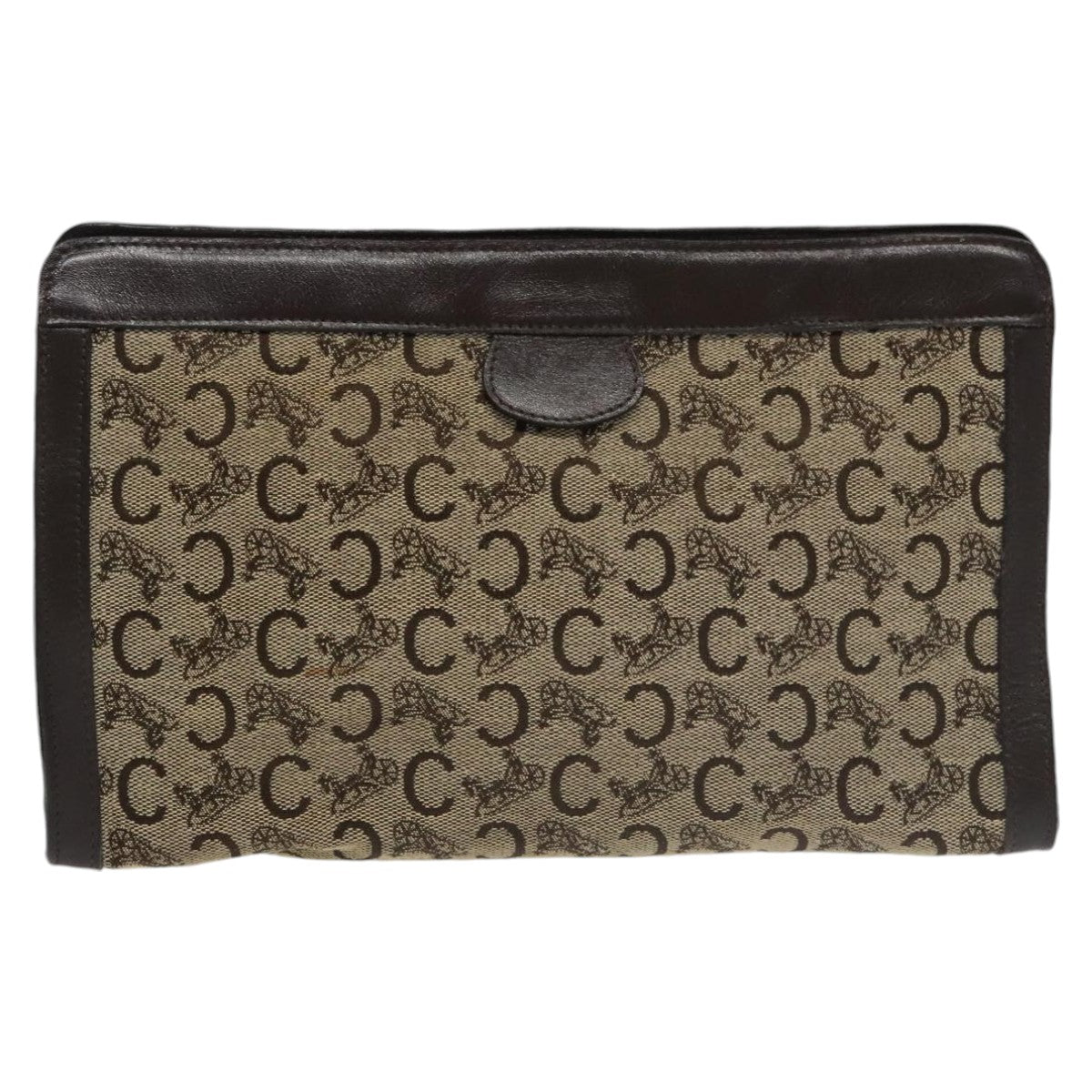 CELINE C Sulky Clutch Bag Canvas Brown Auth ar13006