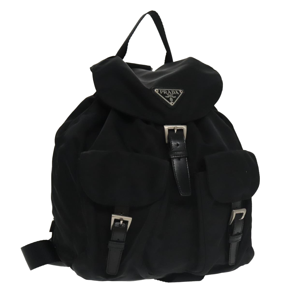 PRADA Backpack Nylon Black Silver Auth ar13015