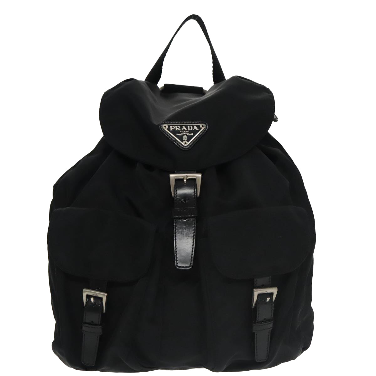 PRADA Backpack Nylon Black Silver Auth ar13015