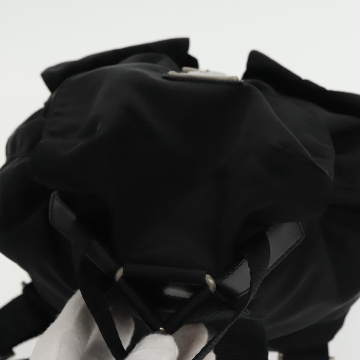 PRADA Backpack Nylon Black Silver Auth ar13015