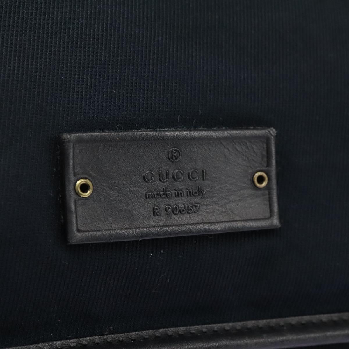GUCCI Sherry Line Shoulder Bag Canvas Black Brown Auth ar13040