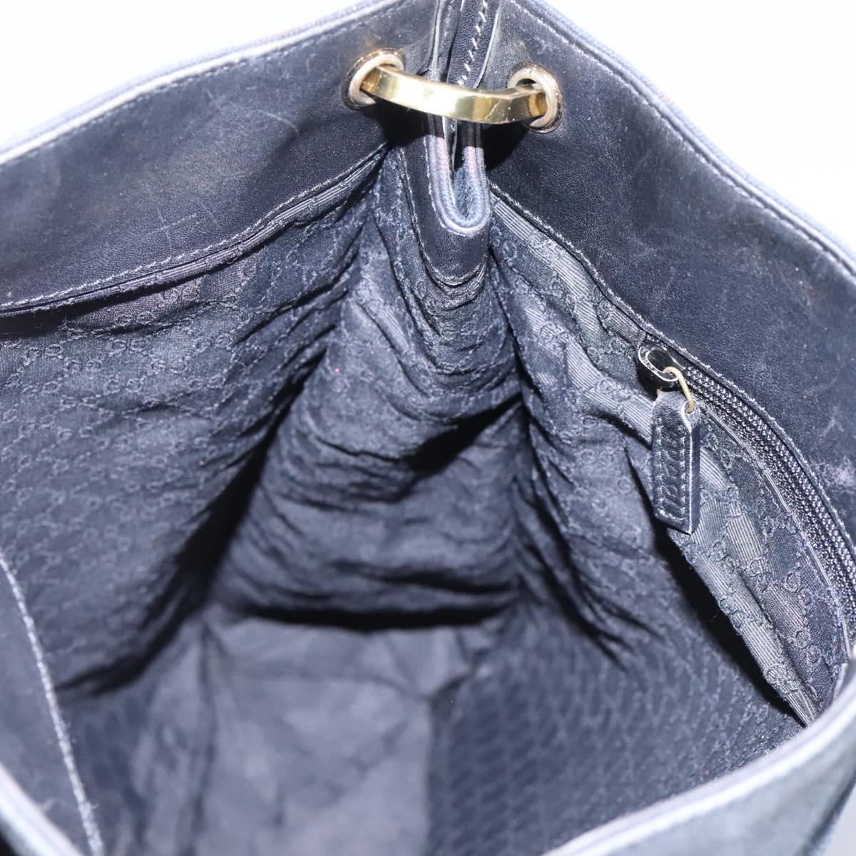GUCCI Sherry Line Shoulder Bag Canvas Black Brown Auth ar13040