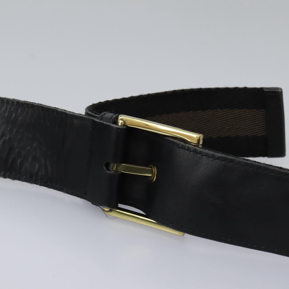 GUCCI Sherry Line Shoulder Bag Canvas Black Brown Auth ar13040