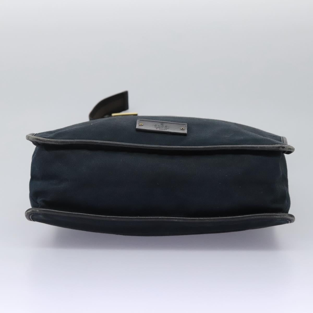 GUCCI Sherry Line Shoulder Bag Canvas Black Brown Auth ar13040