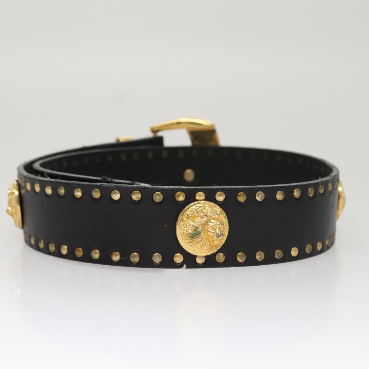 Gianni Versace Belt Leather 29.9"" Black Auth ar13083
