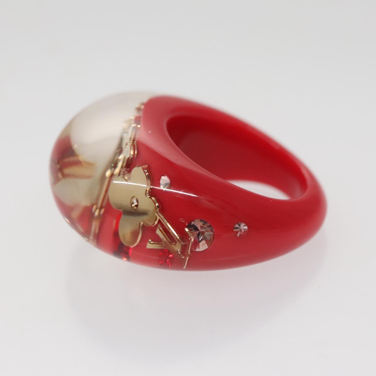 LOUIS VUITTON Uncle John Burgh Ring plastic Red LV Auth ar13102