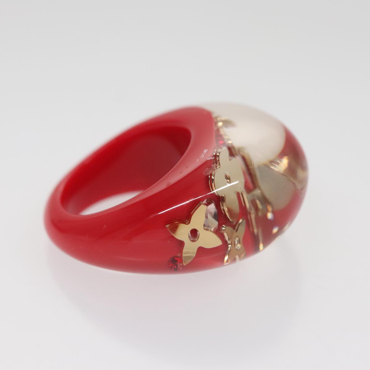 LOUIS VUITTON Uncle John Burgh Ring plastic Red LV Auth ar13102