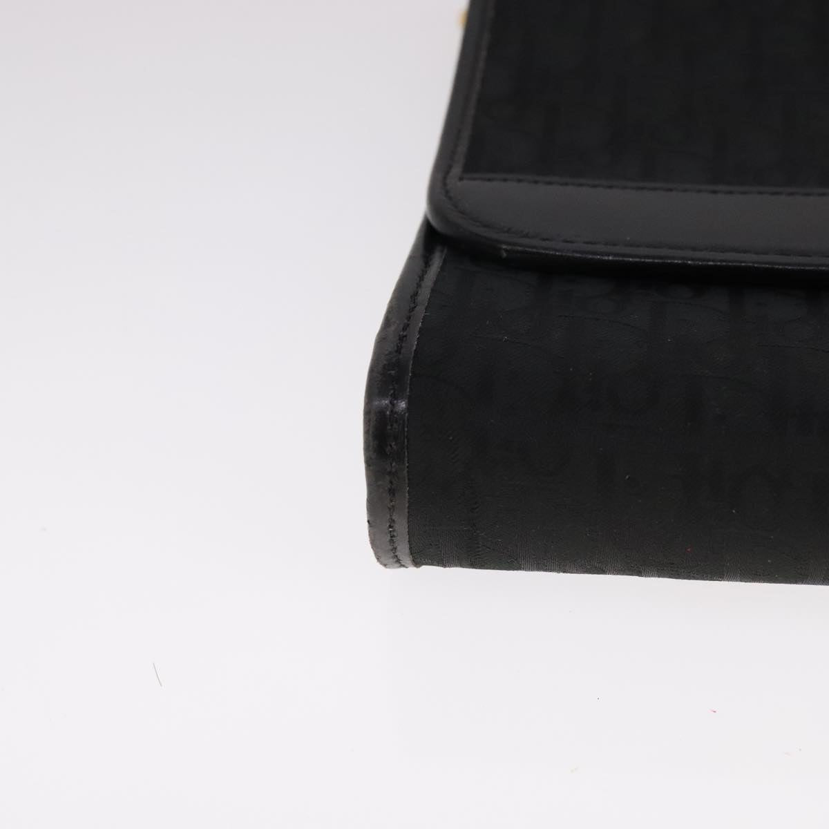 Christian Dior Trotter Canvas Chain Shoulder Bag Black Auth ar13108