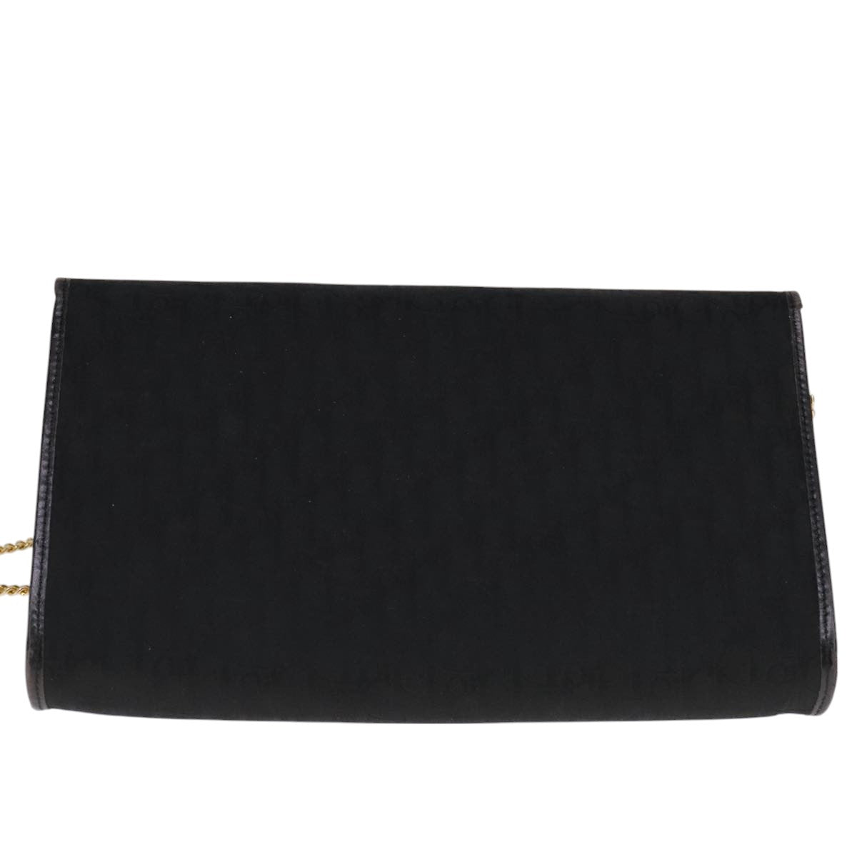 Christian Dior Trotter Canvas Chain Shoulder Bag Black Auth ar13108