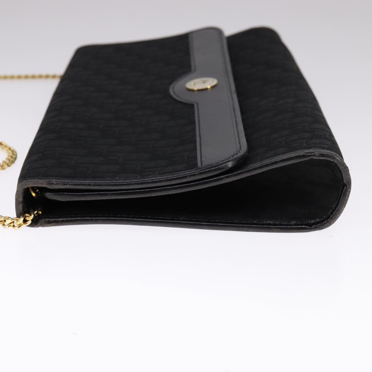 Christian Dior Trotter Canvas Chain Shoulder Bag Black Auth ar13108