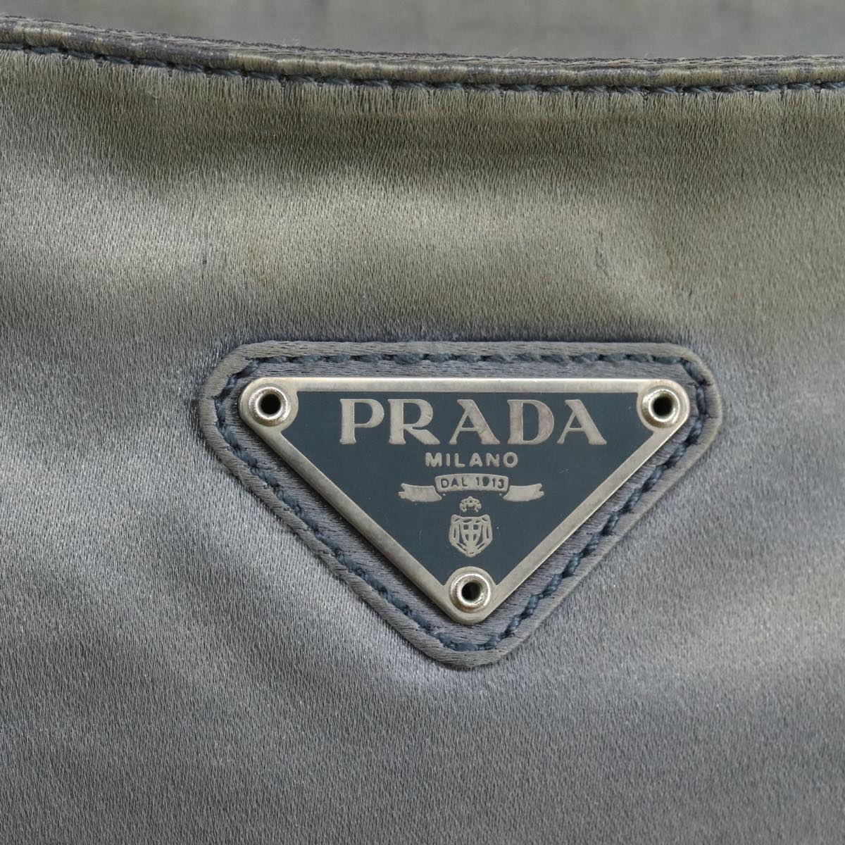 PRADA Shoulder Bag Satin Blue Auth ar13121