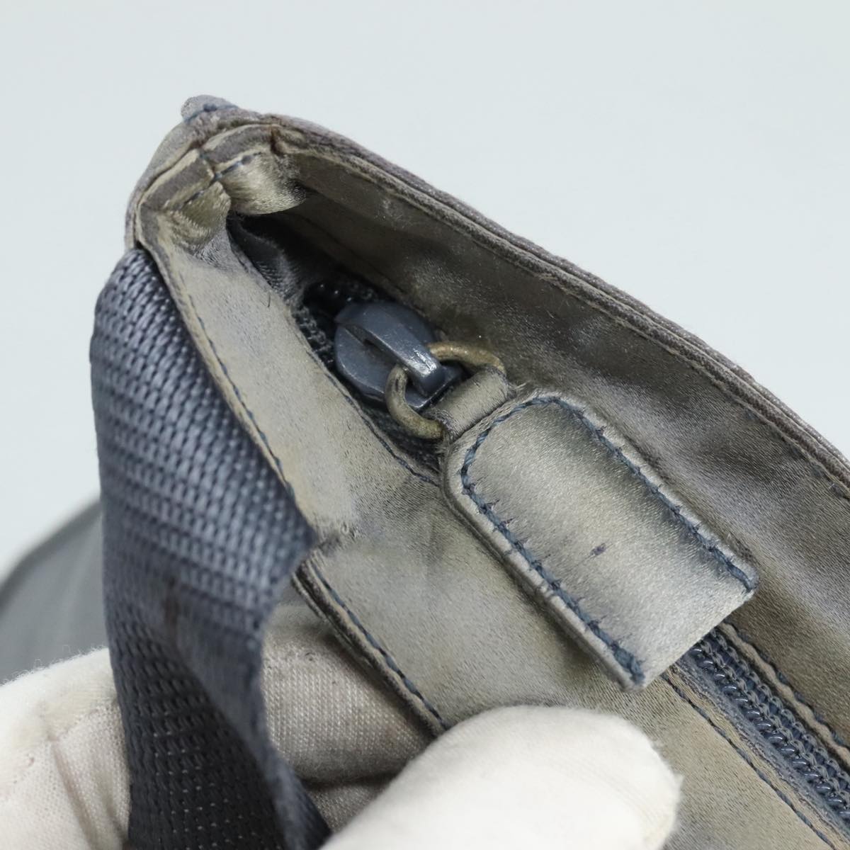 PRADA Shoulder Bag Satin Blue Auth ar13121