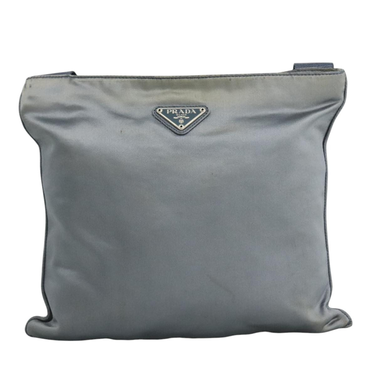 PRADA Shoulder Bag Satin Blue Auth ar13121