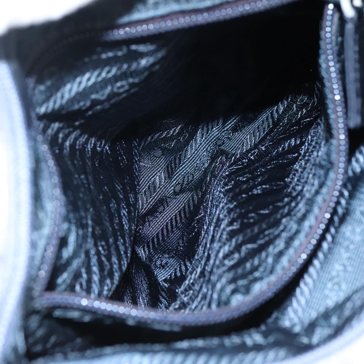 PRADA Shoulder Bag Satin Blue Auth ar13121