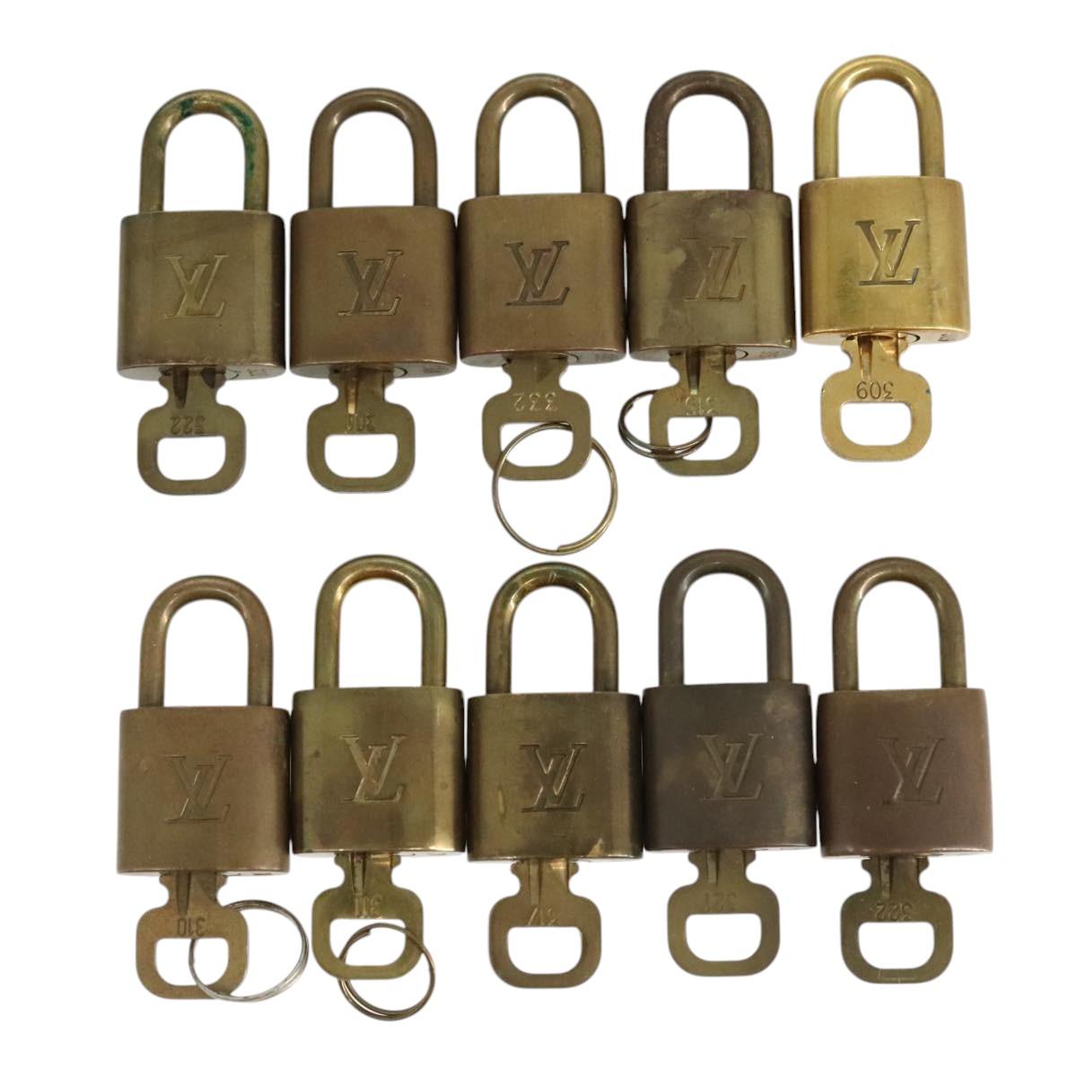 LOUIS VUITTON Padlock 10set metal Gold Tone LV Auth ar13159