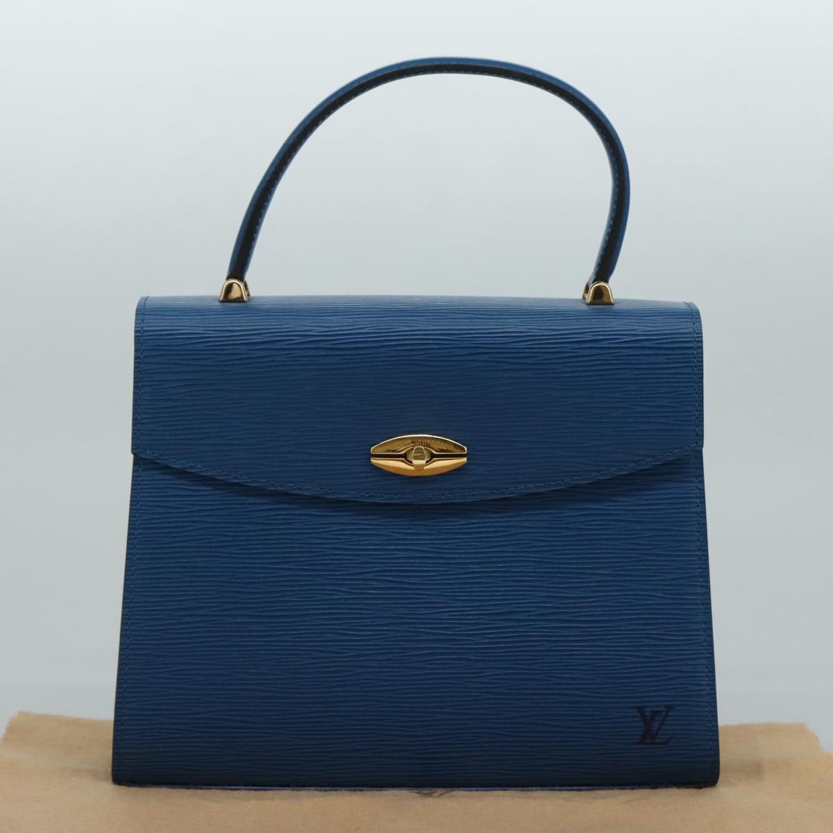 LOUIS VUITTON Epi Malesherbes Hand Bag Blue M52375 LV Auth ar13185