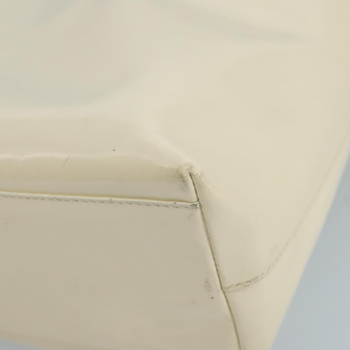 PRADA Hand Bag Patent leather Beige Auth ar13198