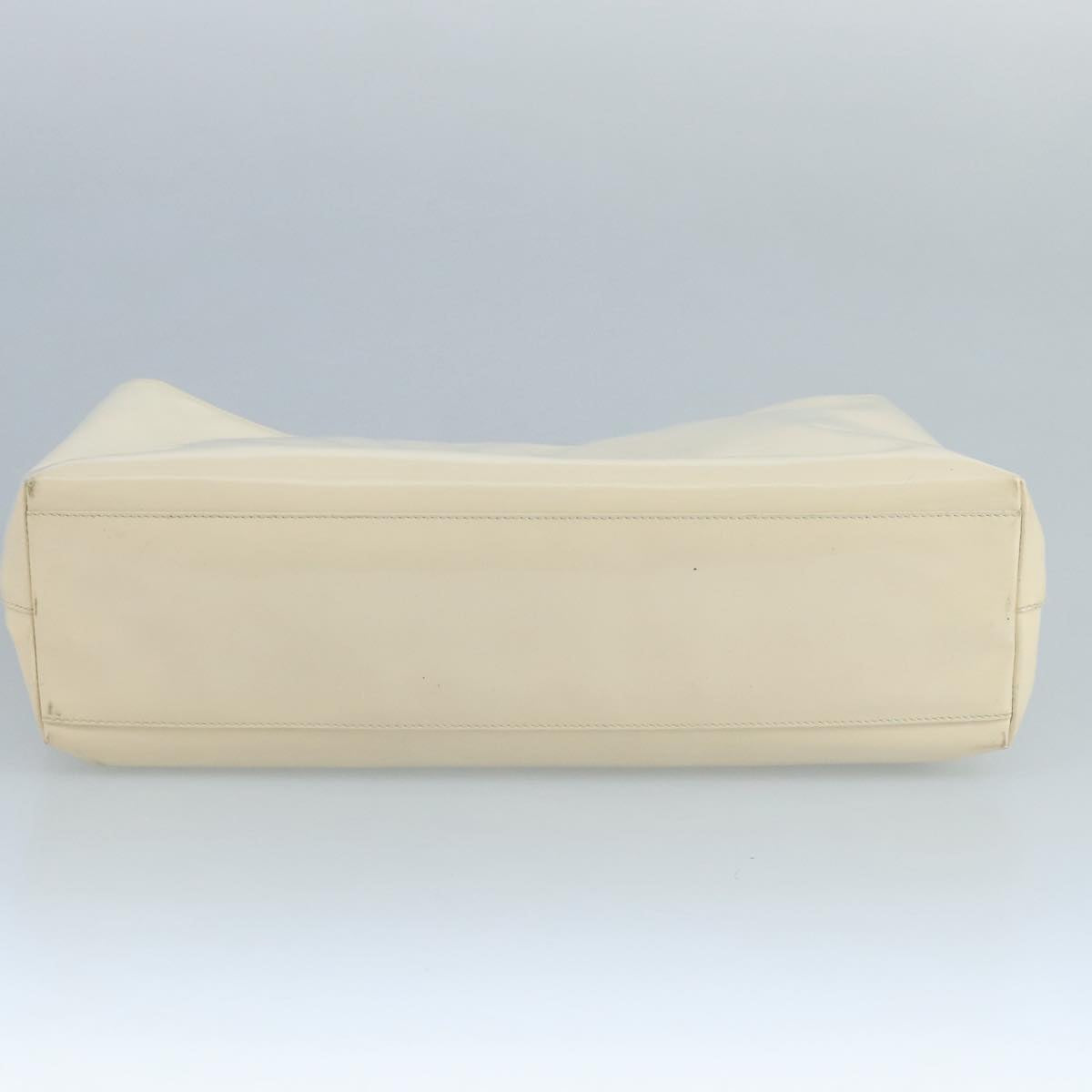 PRADA Hand Bag Patent leather Beige Auth ar13198