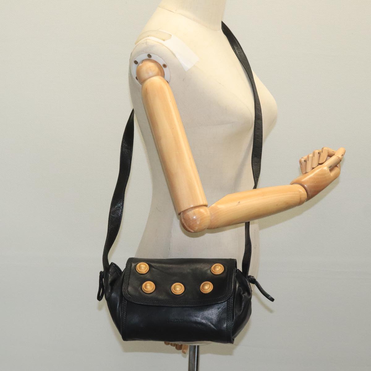 LOEWE Shoulder Bag Leather Black Auth ar13208