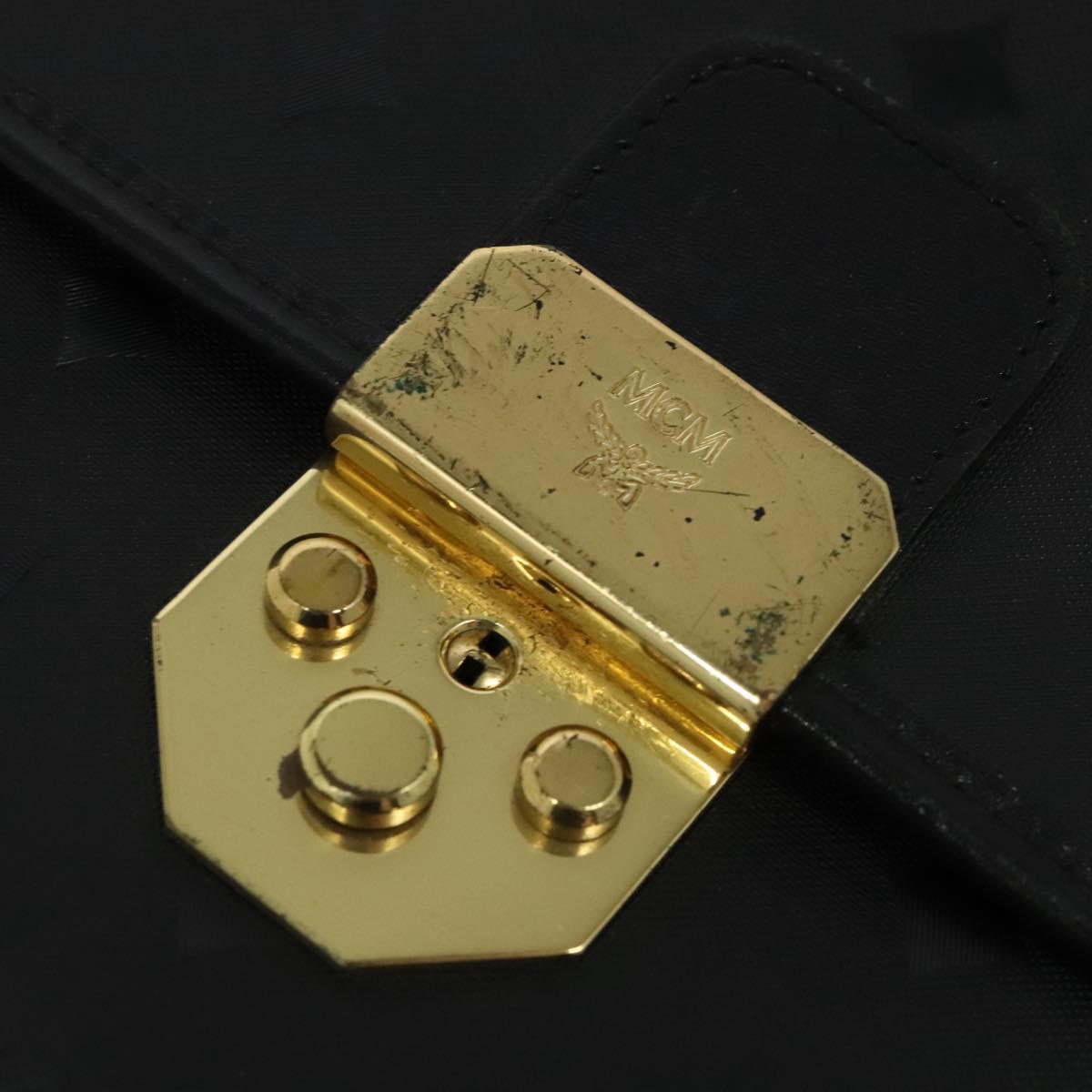 MCM Vicetos Logogram Clutch Bag PVC Black Gold Auth ar13233