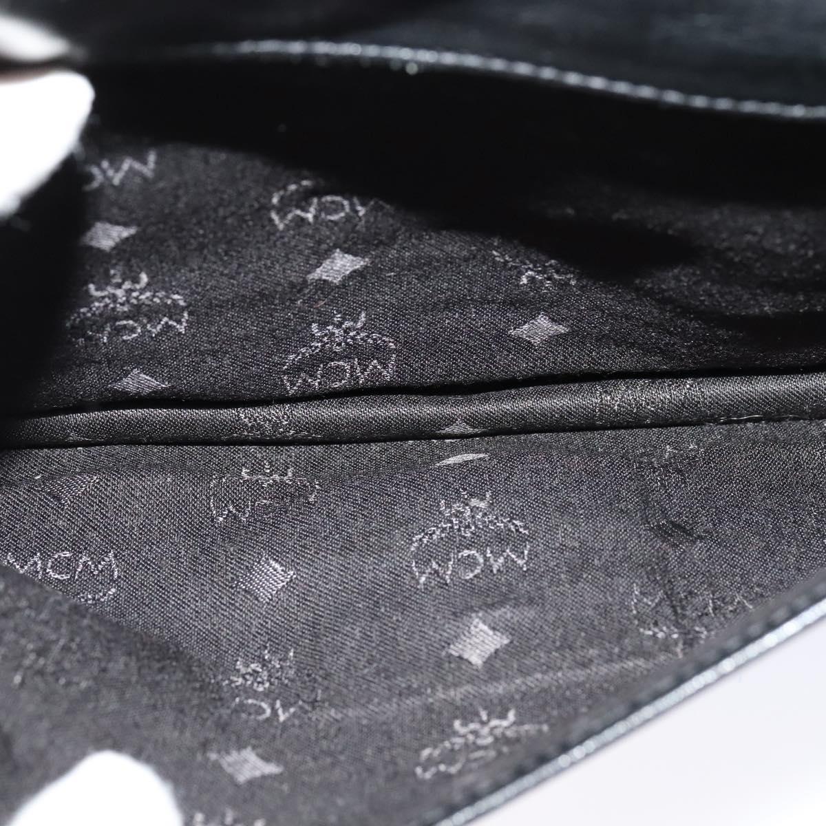 MCM Vicetos Logogram Clutch Bag PVC Black Gold Auth ar13233