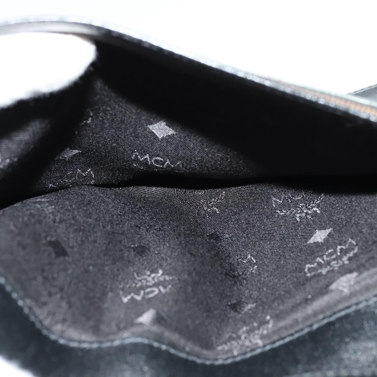 MCM Vicetos Logogram Clutch Bag PVC Black Gold Auth ar13233