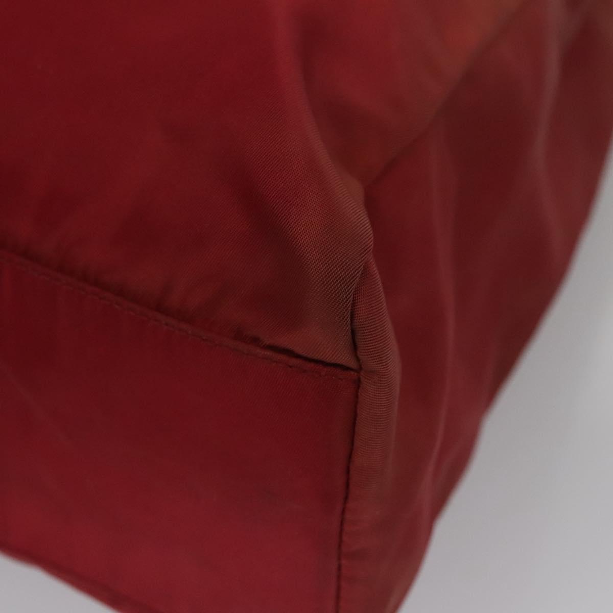 PRADA Hand Bag Nylon Red Silver Auth ar13253