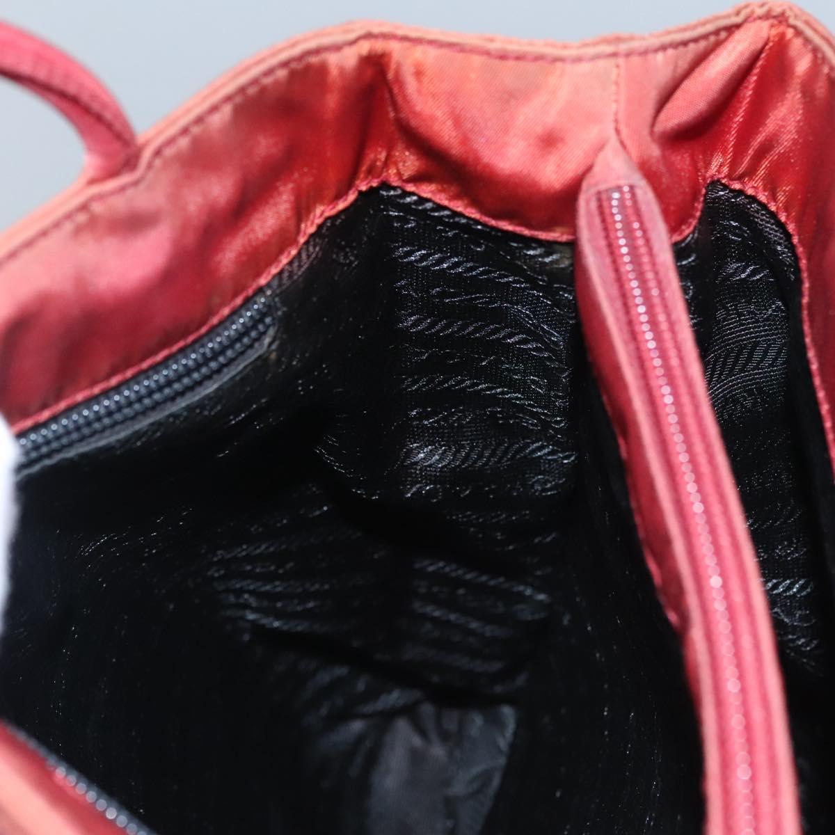 PRADA Hand Bag Nylon Red Silver Auth ar13253