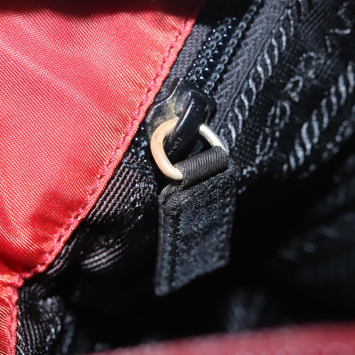 PRADA Hand Bag Nylon Red Silver Auth ar13253