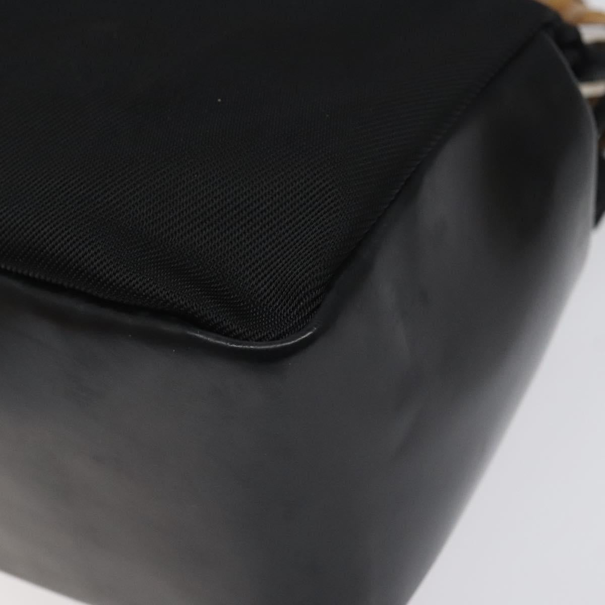 GUCCI Bamboo Hand Bag Nylon Black Silver 000 2865 0575 Auth ar13254