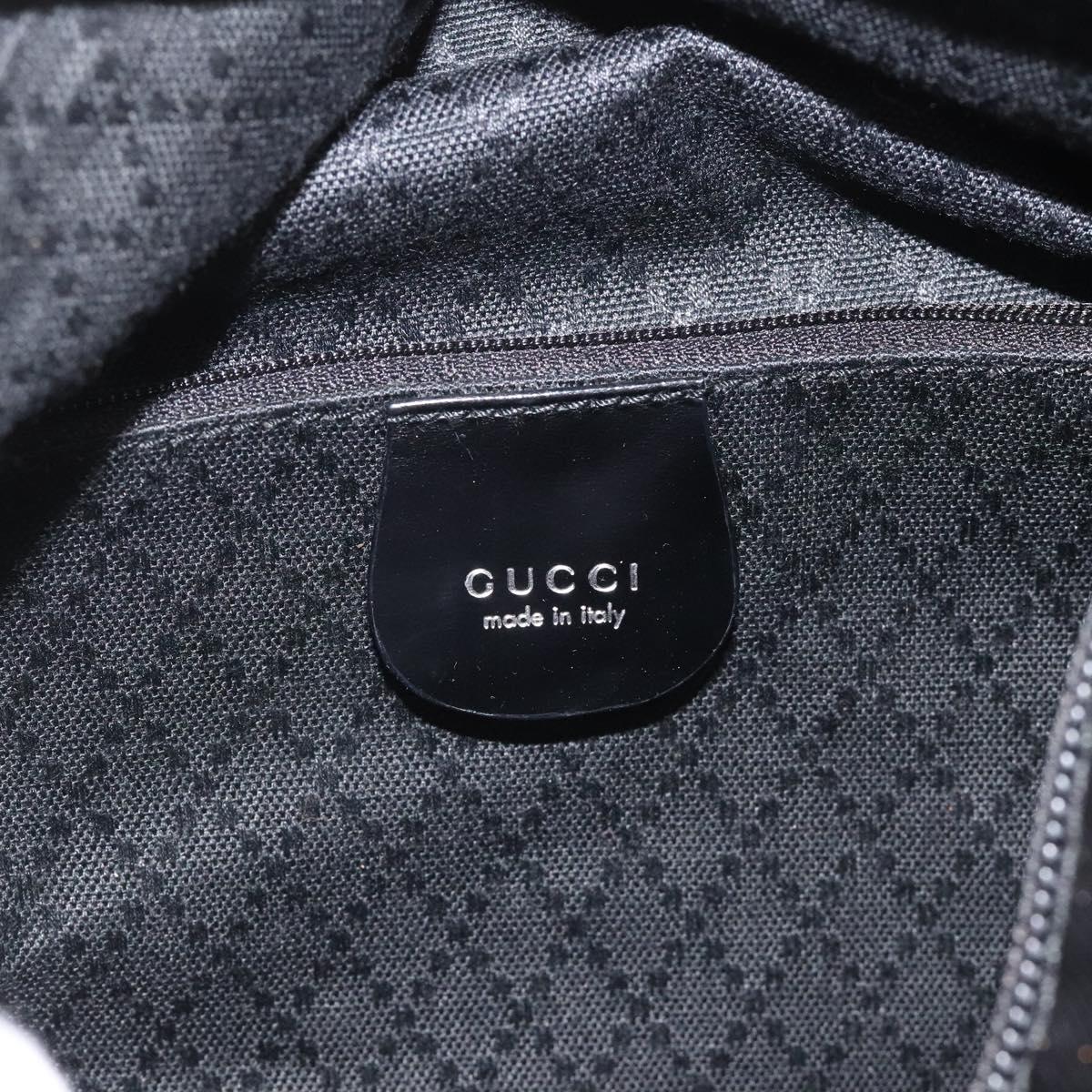GUCCI Bamboo Hand Bag Nylon Black Silver 000 2865 0575 Auth ar13254