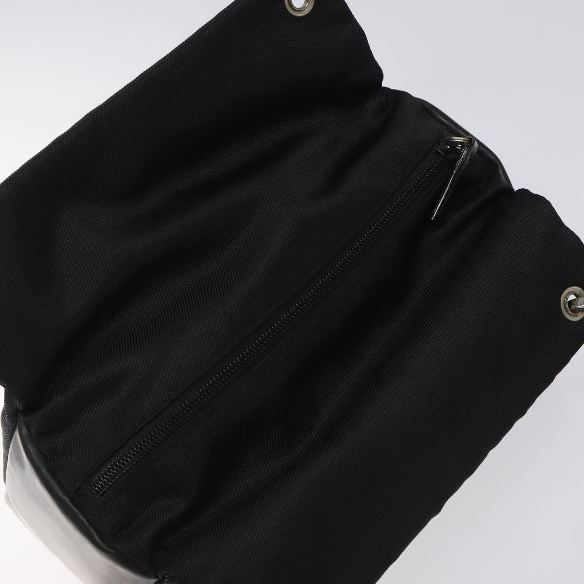 GUCCI Bamboo Hand Bag Nylon Black Silver 000 2865 0575 Auth ar13254