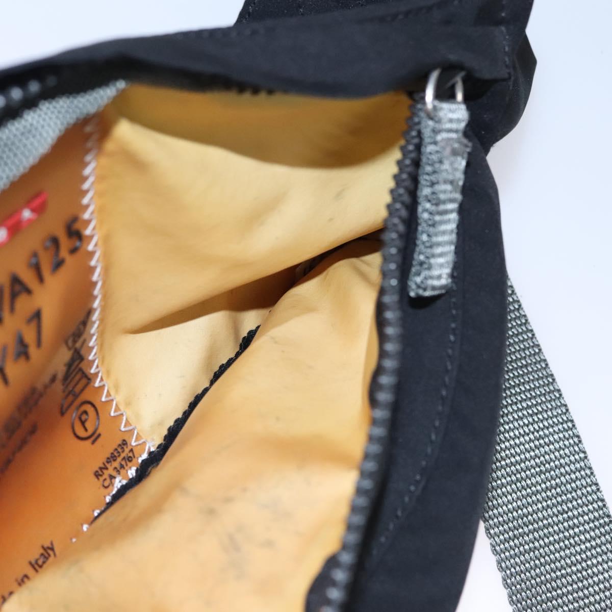 PRADA Sports Waist Bag Nylon Black Gray Silver Auth ar13262