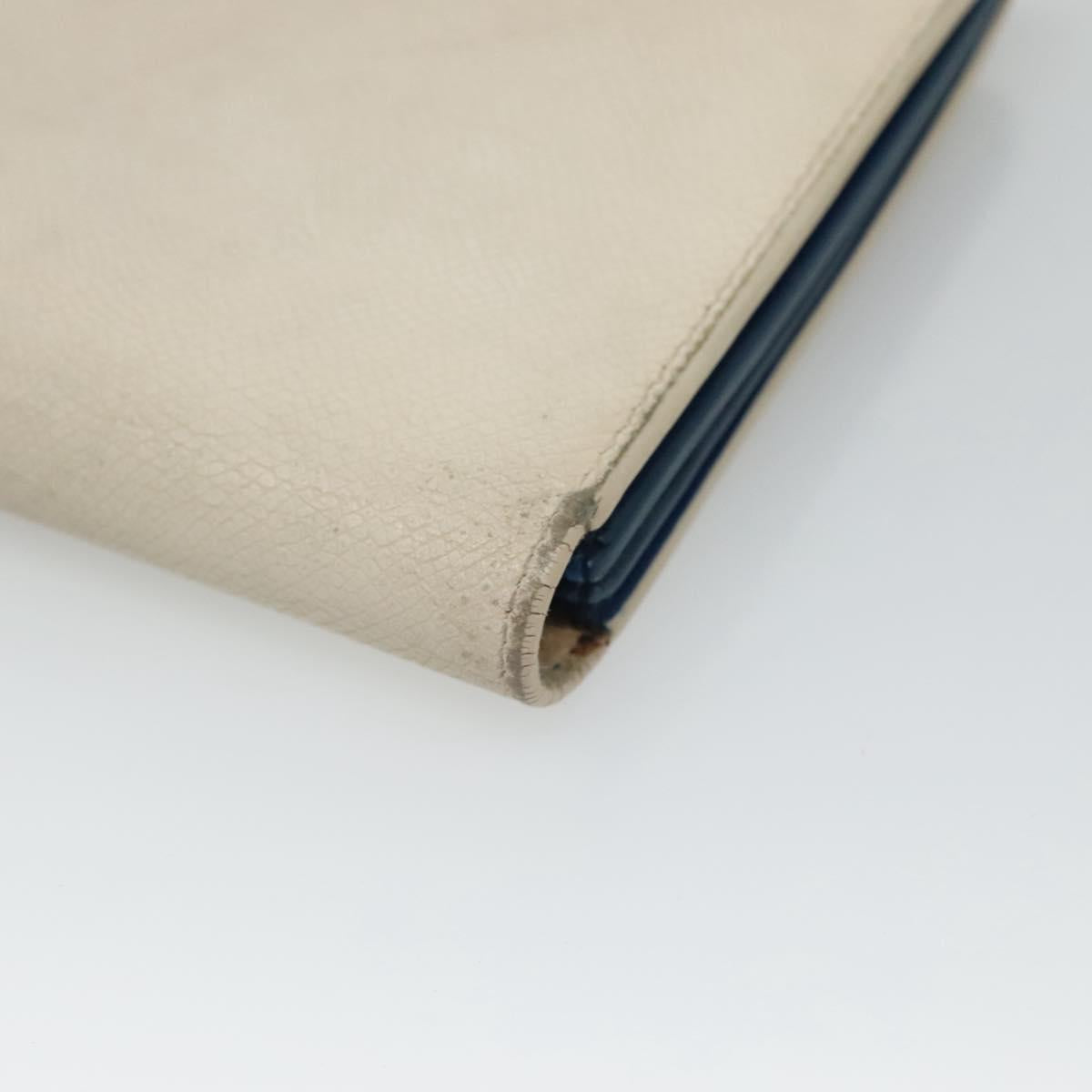 CELINE Large Strap Wallet Leather White Auth ar13263