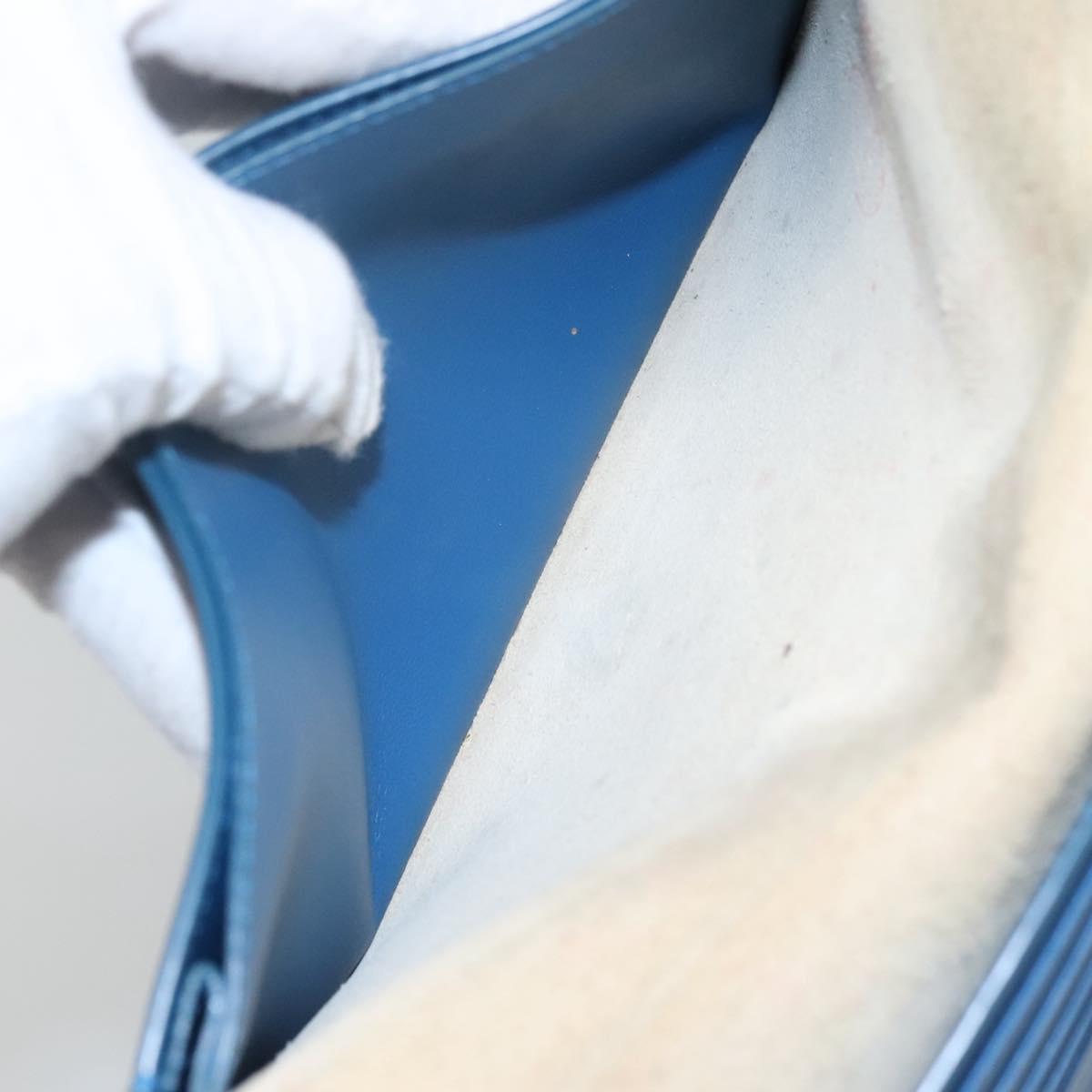 CELINE Large Strap Wallet Leather White Auth ar13263