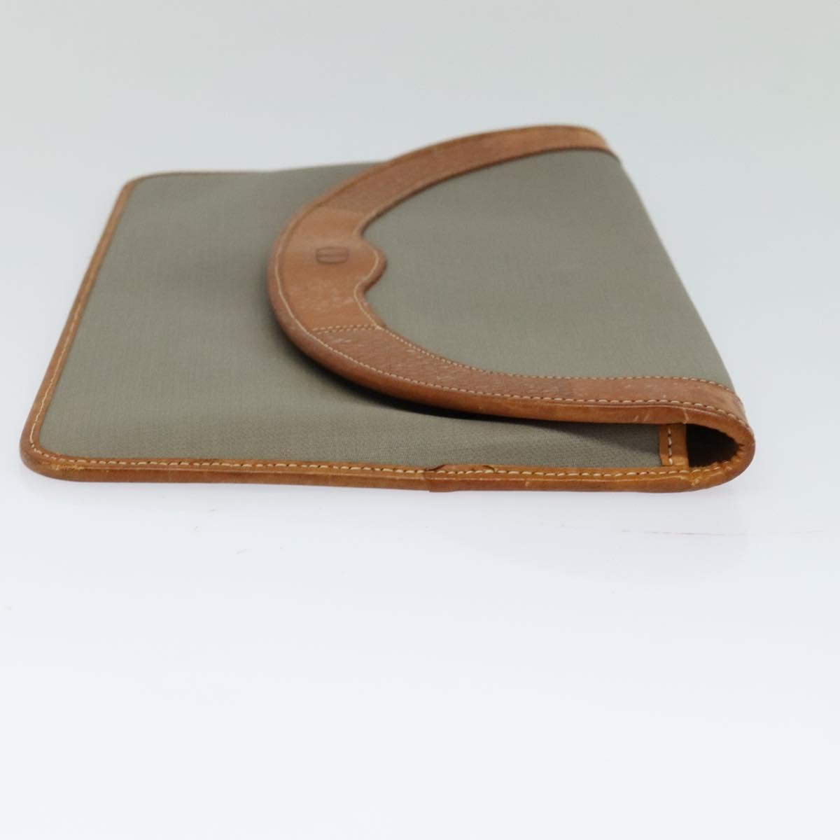 Christian Dior Trotter Canvas Clutch Bag Coated Canvas Brown gold Auth ar13268