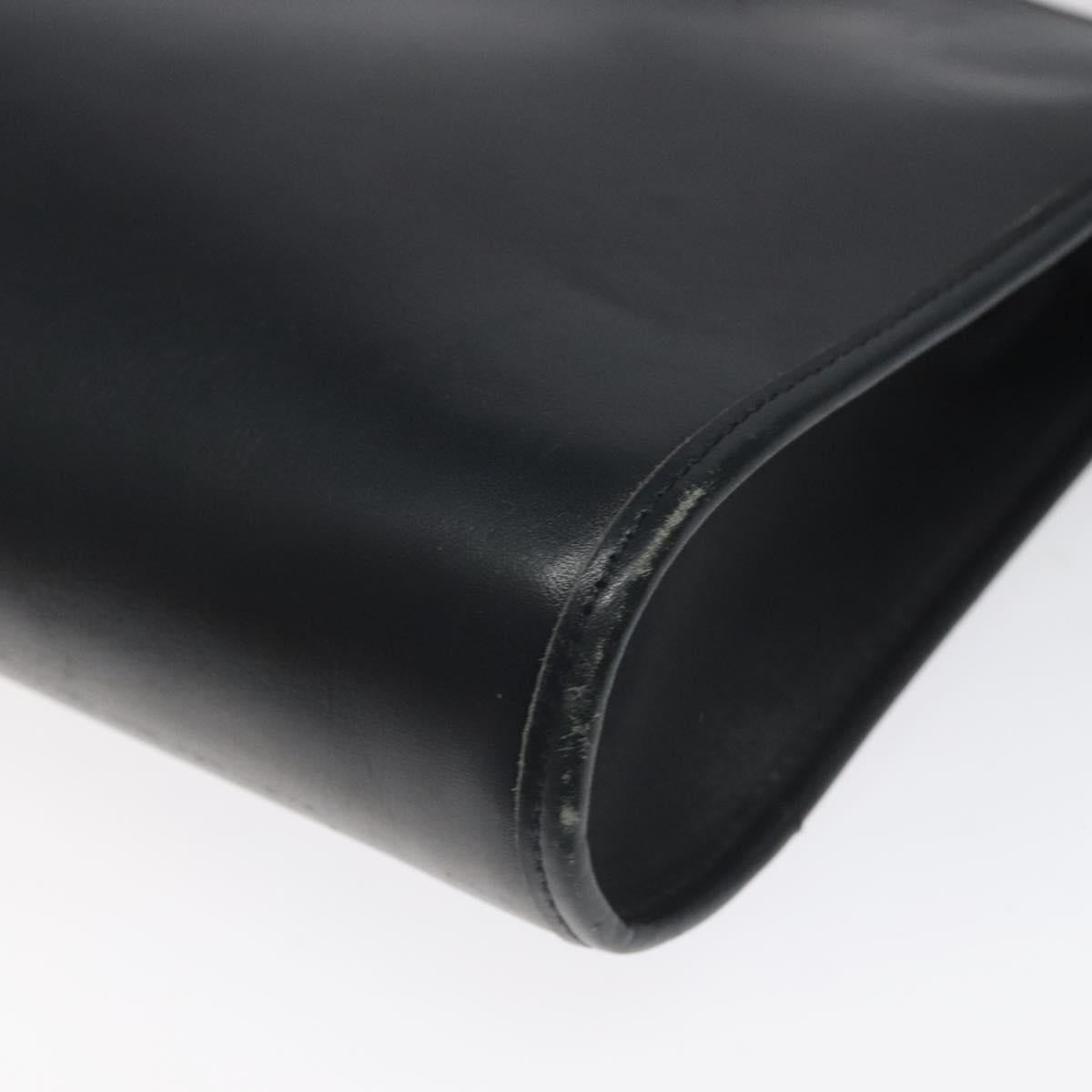 Christian Dior Chain Shoulder Bag Leather Navy Gold Auth ar13274