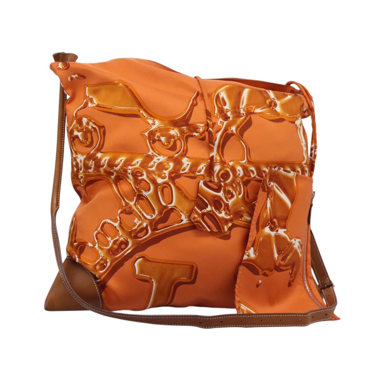 HERMES Silky City PM Shoulder Bag Silk Orange Auth ar13287