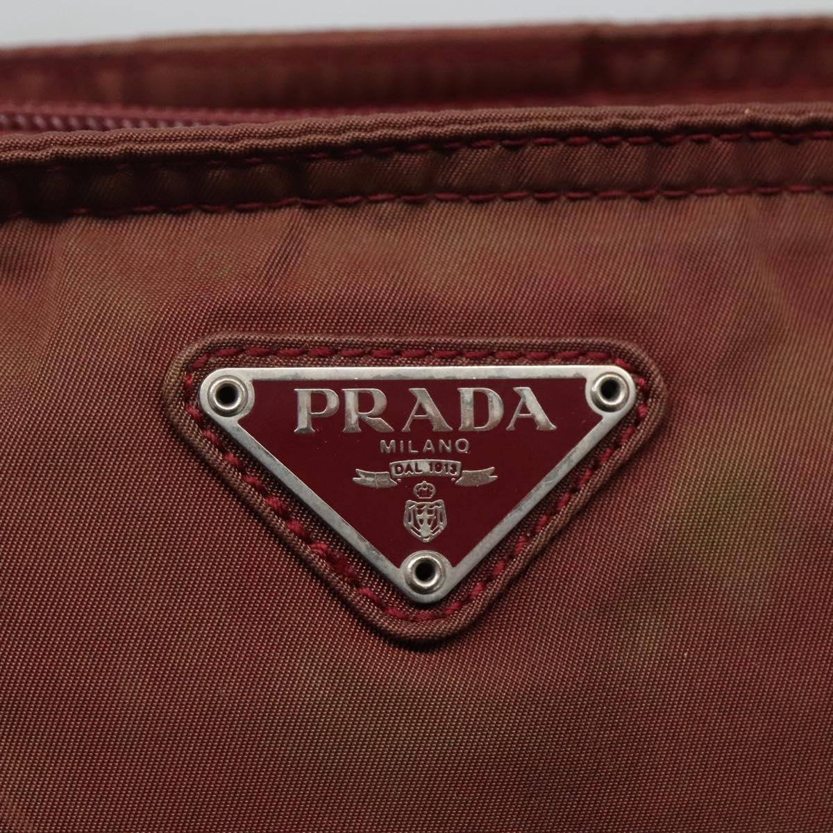PRADA Shoulder Bag Nylon Wine Red Auth ar13308