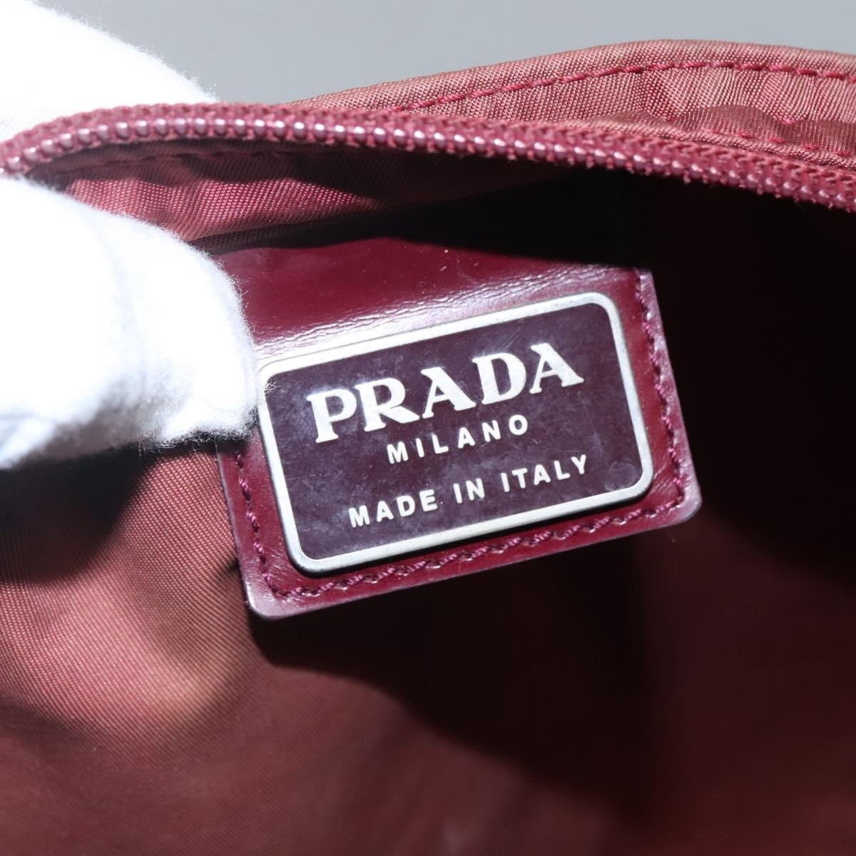 PRADA Shoulder Bag Nylon Wine Red Auth ar13308