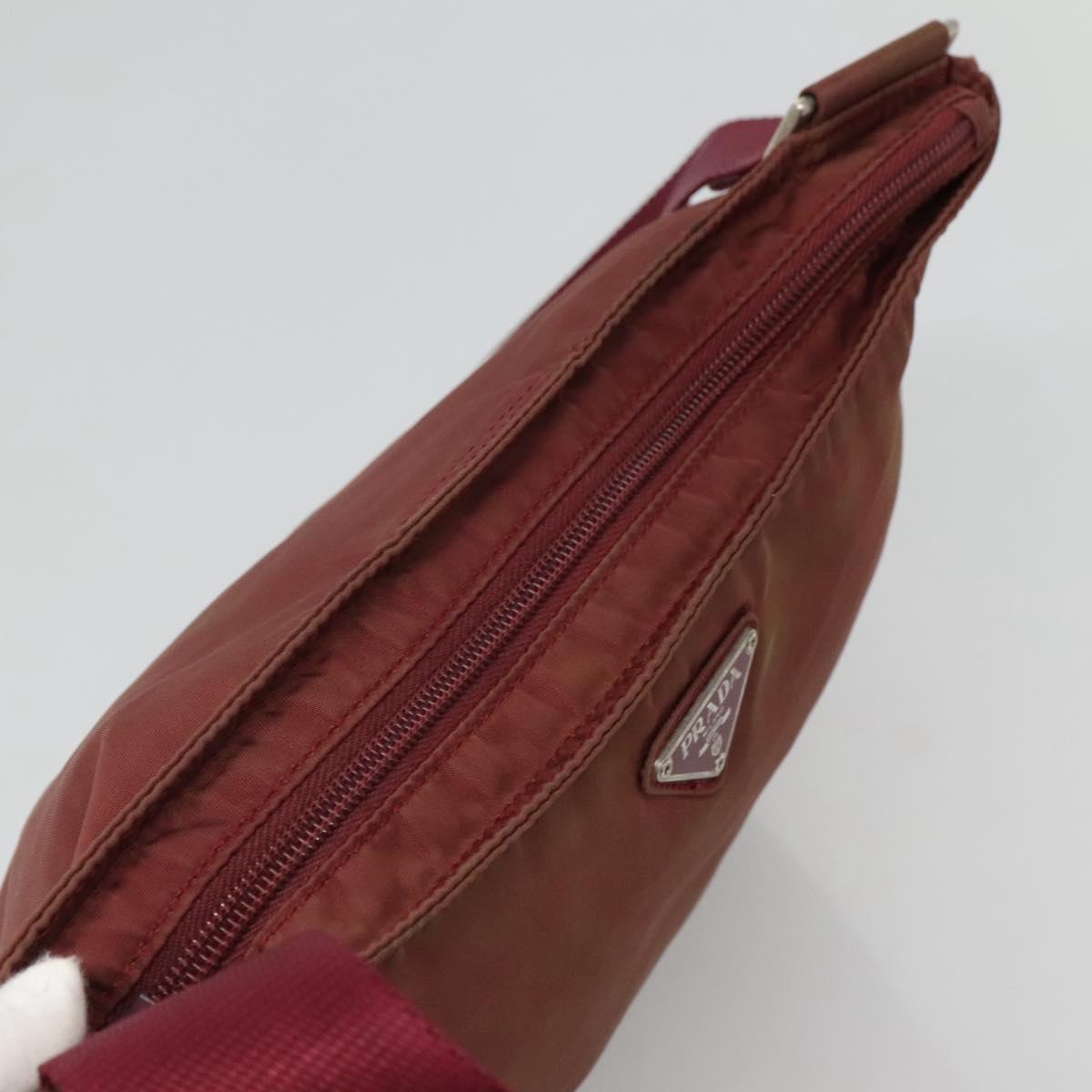 PRADA Shoulder Bag Nylon Wine Red Auth ar13308