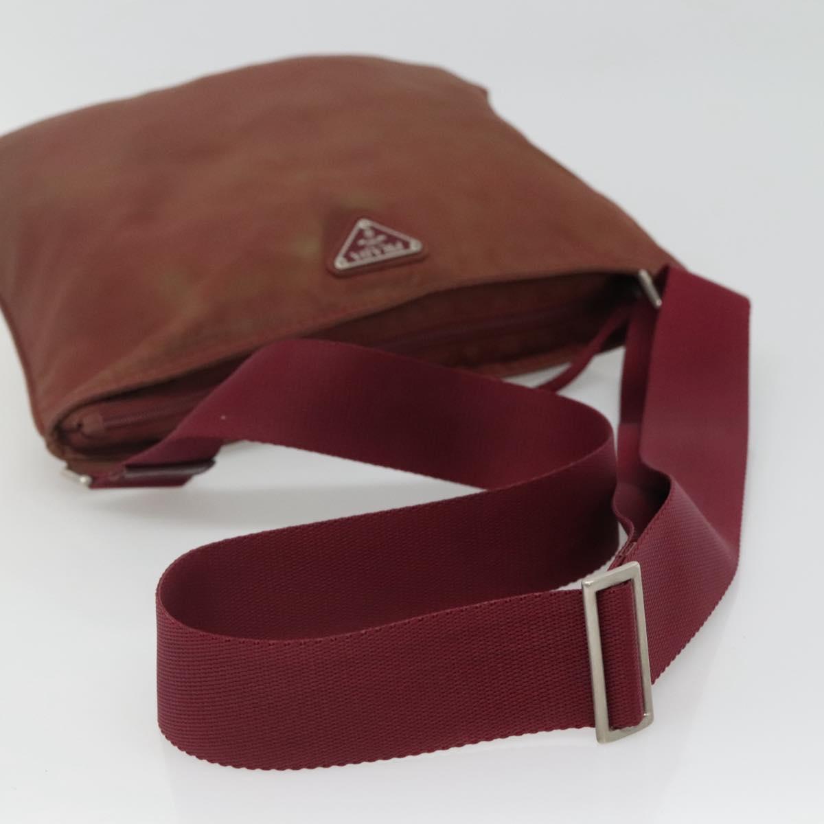 PRADA Shoulder Bag Nylon Wine Red Auth ar13308