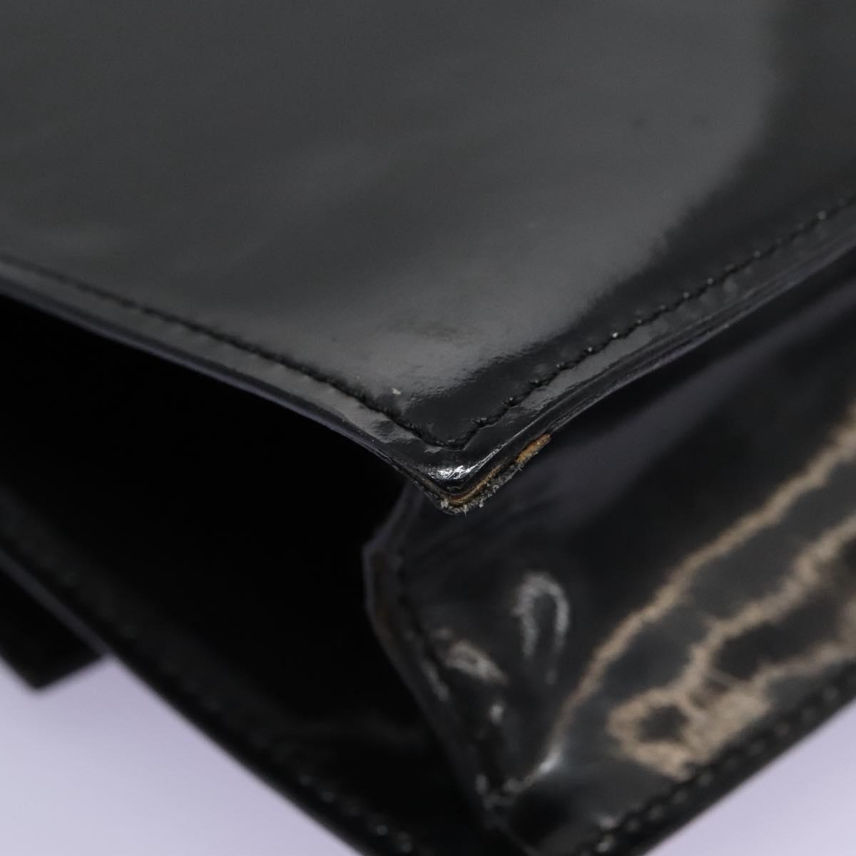 CELINE Chain Shoulder Bag Enamel Black Silver Auth ar13323