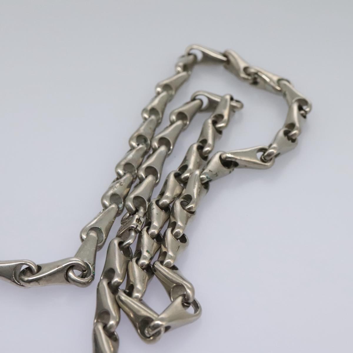 CELINE Chain Shoulder Bag Enamel Black Silver Auth ar13323