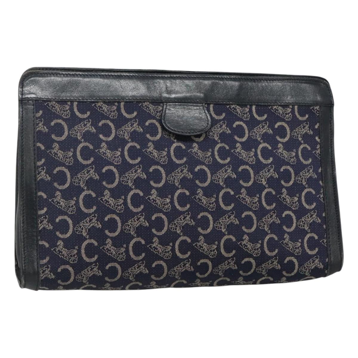 CELINE C Sulky Clutch Bag Canvas Navy Auth ar13331