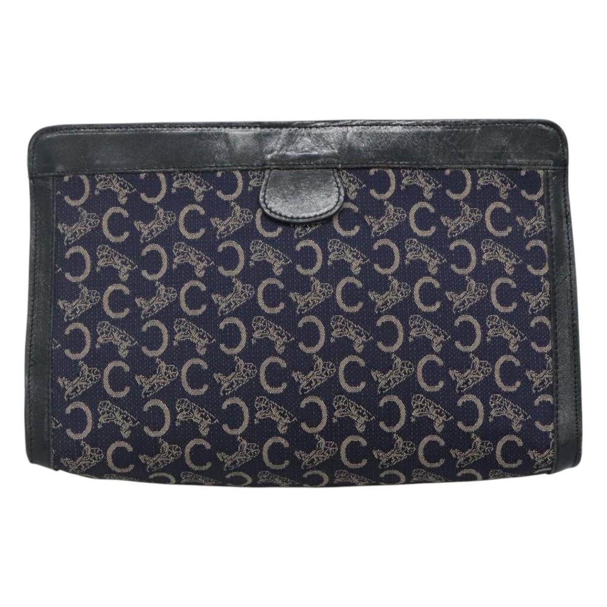 CELINE C Sulky Clutch Bag Canvas Navy Auth ar13331